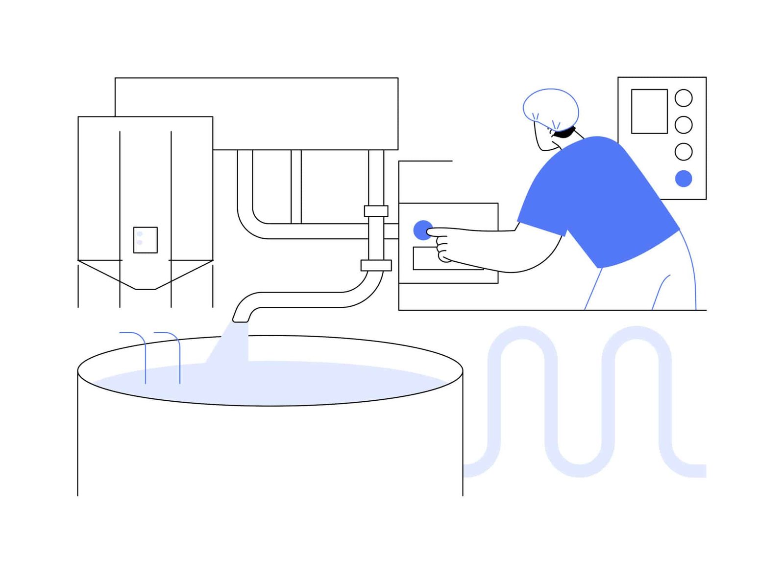 Diagrama conceptual del proceso de pasteurización de leche con sistema de intercambio de calor y control de temperatura