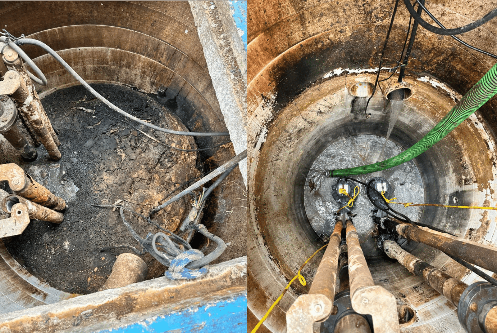 Reparación y limpieza de tuberías de alcantarillado antes y después - Emergencias sanitarias